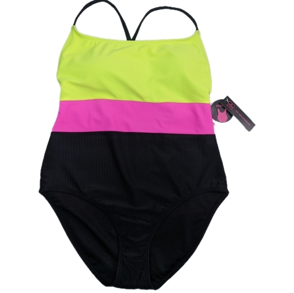 NWT Color Block one piece swim suit Medium - Picture 1 of 7